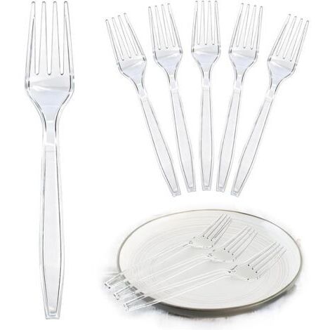 Lot de 100 fourchettes en plastique - fourchettes à gâteaux - couverts en plastique réutilisables et durables - adaptés aux réunions de famille, aux fêtes d'anniversaire, aux mariages et autres occasi