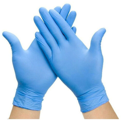 Lot de 100 gants jetables en nitrile bleu sans latex ni poudre – Taille M – Résistants aux produits chimiques – Flexibles et hypoallergéniques