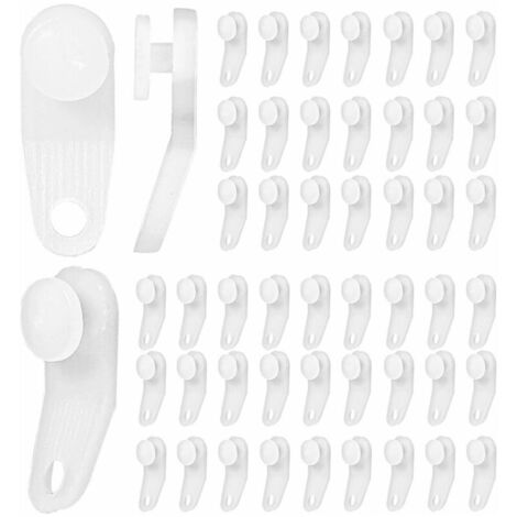 Lot de 100 glissières de rechange en plastique blanc pour tringle à rideau de douche, porte et fenêtre