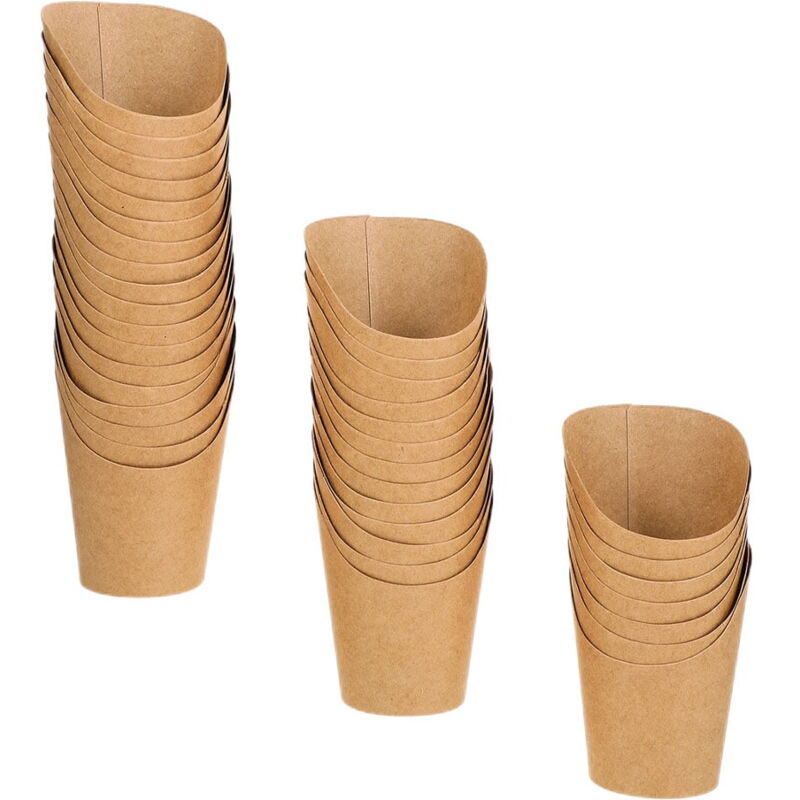 Lot de 100 gobelets à frites en papier kraft, gobelets à frites en papier kraft, récipients alimentaires en papier brun, porte-pop-corn