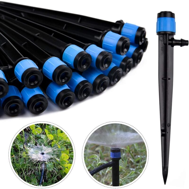 Lot de 100 goutteurs d'irrigation, réglables à 360 degrés, compatibles avec les tubes d'irrigation de 1/4 (4-6 mm), pour système d'irrigation par