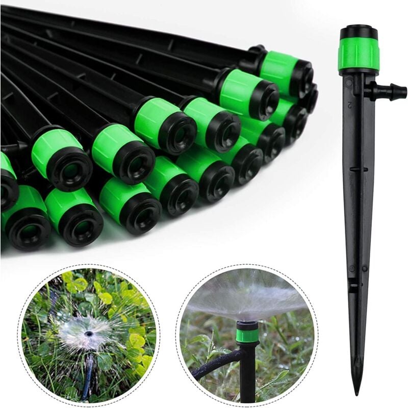 Lot de 100 goutteurs d'irrigation, réglables à 360 degrés, compatibles avec les tubes d'irrigation de 1/4 (4-6 mm), pour système d'irrigation par