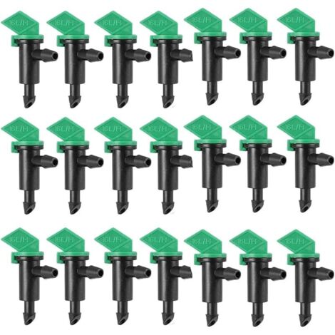 Lot de 100 Goutteurs en Plastique Vert 16 L/H pour Irrigation de Jardin, Pelouse, Tuyau de 4/7 mm