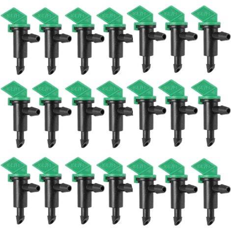 Lot de 100 Goutteurs en Plastique Vert 16 L/H pour Irrigation de Jardin, Pelouse, Tuyau de 4/7 mm