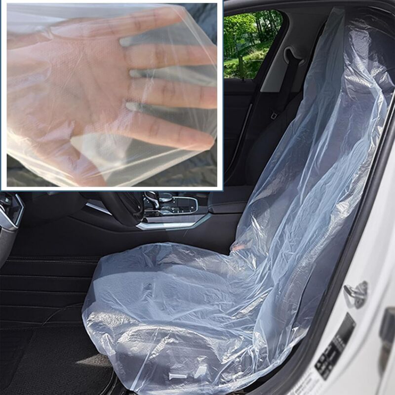 Lot de 100 housses de siège de voiture jetables en plastique - Anti-saleté et anti-poussière - Pour sièges d'avion, salon, restaurant