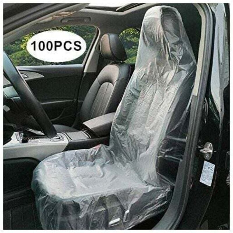 Gabrielle Lot de 100 housses de siège de voiture jetables en plastique transparent - Protégez votre voiture : Ces housses jetables en plastique