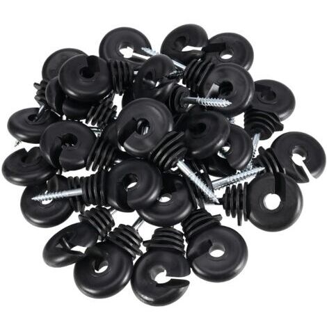 Lot de 100 isolateurs de clôture électrique noirs de 8,4 cm pour clôture électrique