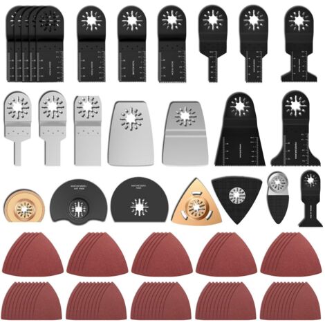 Lot de 100 - Lame oscillante - Accessoire multifonction - Coupe métal et bois - Pour scie sauteuse et ponceuse - Acier inoxydable - Universel