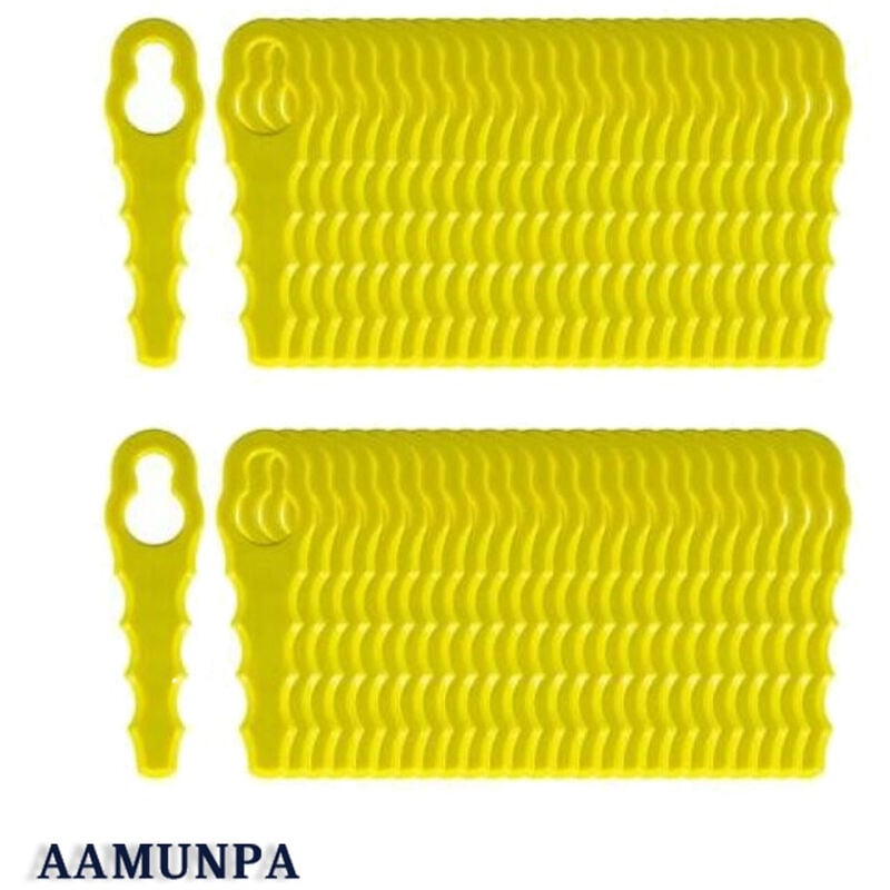 Aamunpa - Lot de 100 Lames de Rechange compatible pour Ryobi Coupe Bordure, Têtes Double Lames Dentelées RAC155 RAC157 RAC158
