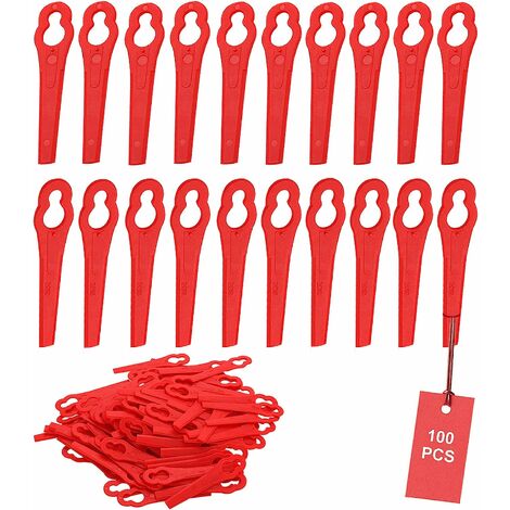 Lot de 100 Lames de Rechange en Plastique pour Coupe-Bordure Rouge Lames de Tondeuse Lame Plastique Coupe Bordure,83*20mm,Starlight