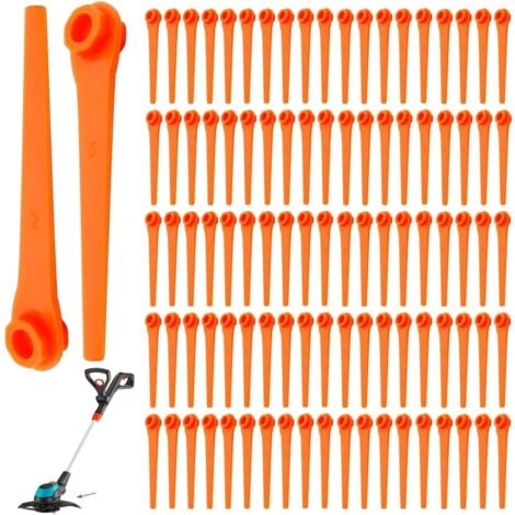 Lot de 100 Lames de Rechange en Plastique pour Coupe-Bordures Gardena 9823 9825 9820 9821 Lames débroussailleuse 70mm