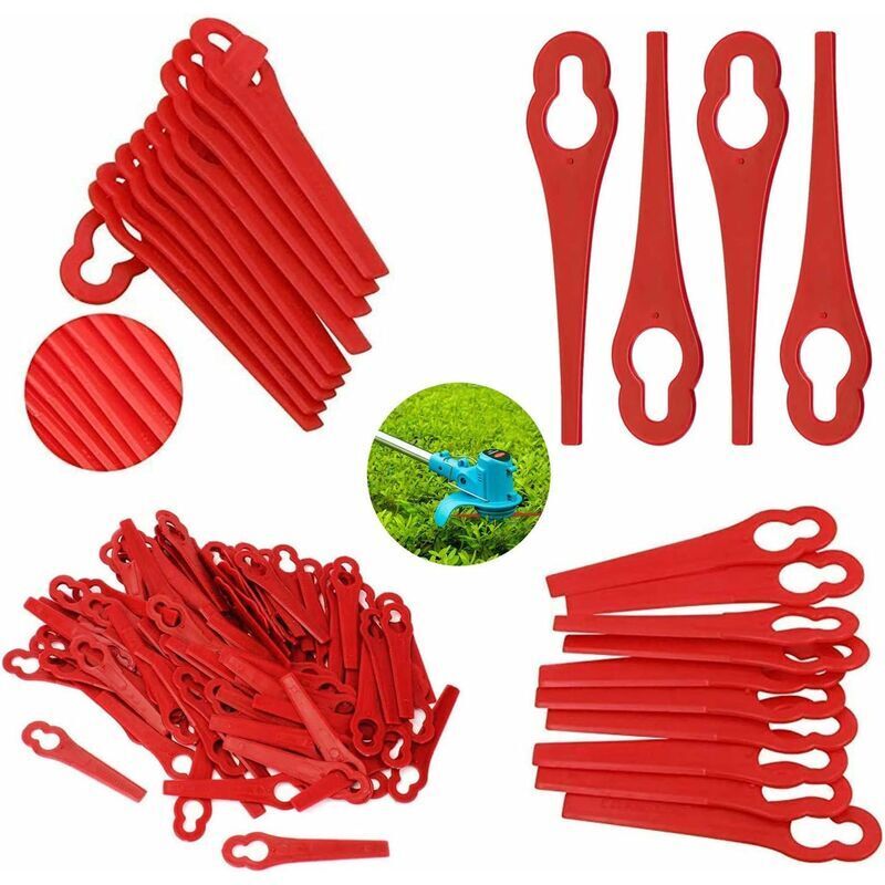 Lot de 100 Lames de Rechange en Plastique pour coupe-bordures pour FRT18A FRT18A1 Art 46155 FRT20A1 Grand trou 12 mm Petit trou 7 mm