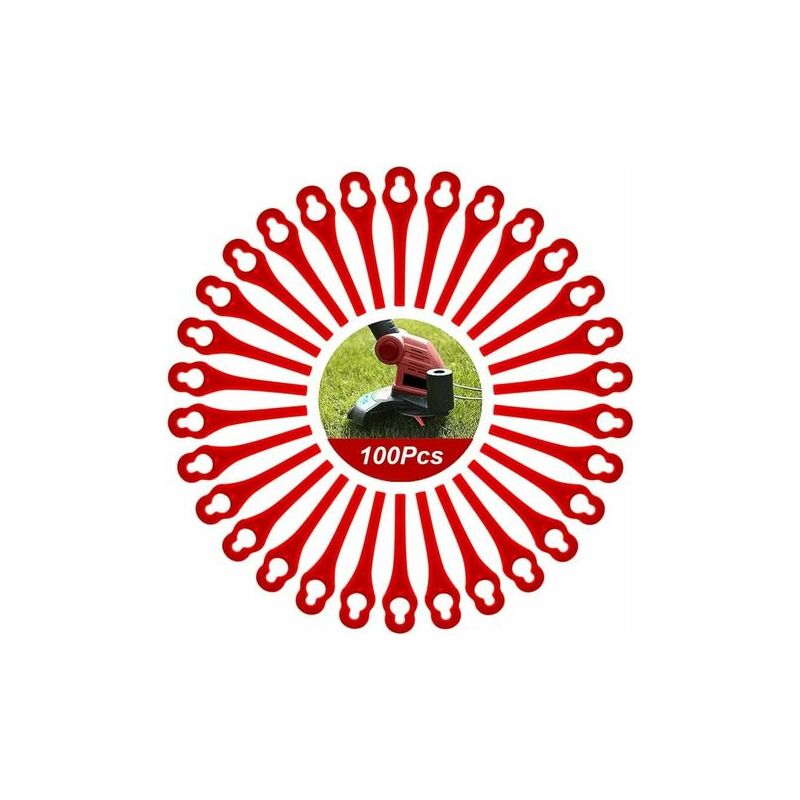 100 Pcs Lames en Plastique de Rechange, Lame Coupe Bordure Tondeuse à Gazon en Plastique Lames pour Jardin et Pelouse Coupe Bordures