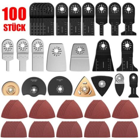 Lot de 100 lames de scie oscillantes Kit d'accessoires pour outils multifonctions Fein Multimaster Dremel, Makita, Einhell, bimétal en, acier à haute teneur en carbone