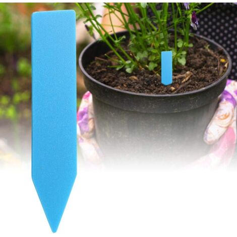 Lot de 100 marqueurs d'étiquettes en plastique pour plantes - Bleu