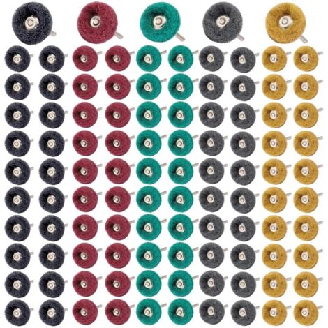 Lot de 100 Meules de Meulage et Polissage 25 mm, Tige 3,2 mm, Pour Outil Rotatif (Dremel), Accessoires Abrasifs Universels