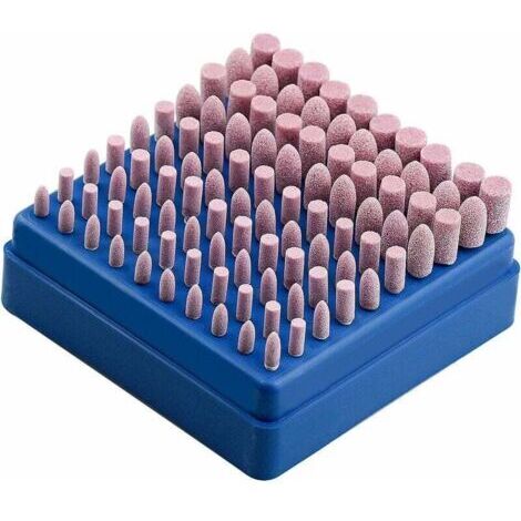 Lot de 100 meules montées pour outils rotatifs Dremel - Pierres abrasives pour polissage et meulage, tige de 3 mm