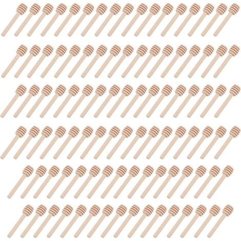 Lot de 100 mini cuillères à miel en bois de 8 cm, idéales pour un mariage, un anniversaire ou une fête