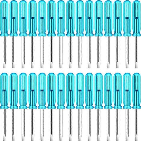 Lot de 100 mini-tournevis de 2,0 mm avec manche bleu pour la réparation de montres, téléphones portables, disques durs, appareils photo et ordinateurs portables.