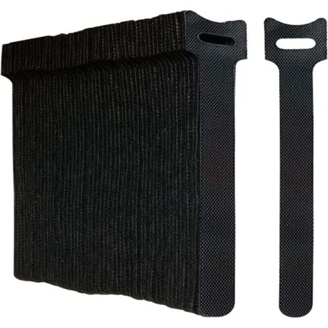 Lot de 100 Noir Attaches de Câble Sangle Réutilisable Scratch Serre Câble Bande avec Crochet et Boucle pour la Gestion des Câbles Organisation