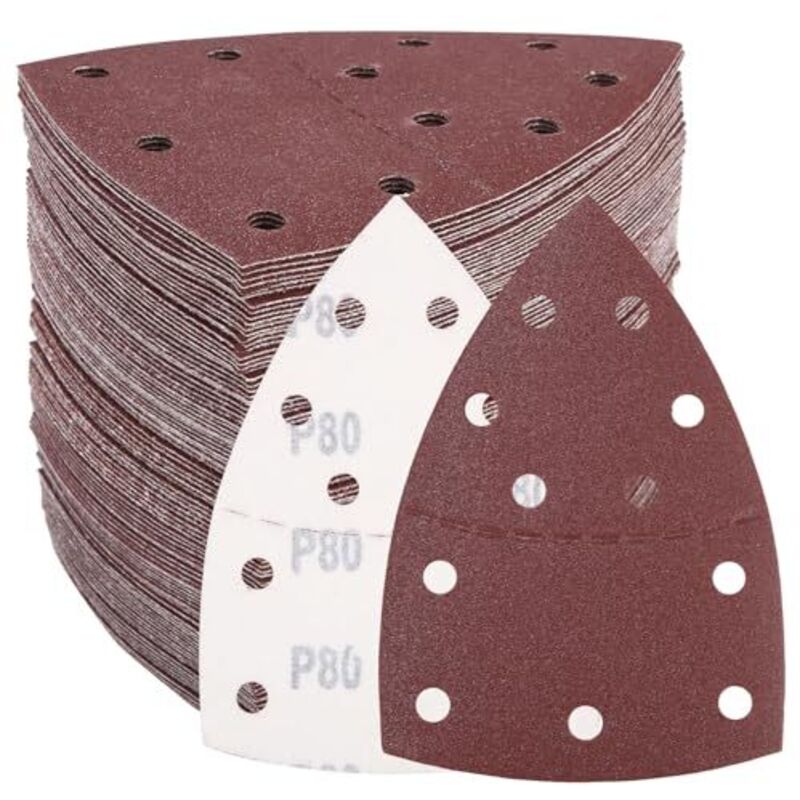 Lot de 100 Papier de Verre pour Ponceuse de Détail de Souris, Grain 40 80 120 180 240, Papier a Poncer Triangulaire Professionnel pour Ponçage et
