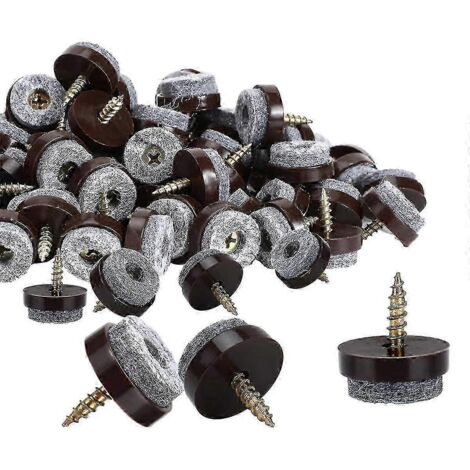 Lot de 100 patins de chaise en feutre à visser, 0,8 cm d'épaisseur, pour patins de meubles, protection des pieds de chaise et des sols, couleur RouBrown