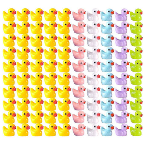 Lot de 100 petits canards décoratifs en résine durable, de forme réaliste, adorables, parfaits pour Noël, un anniversaire ou la fête des enfants.