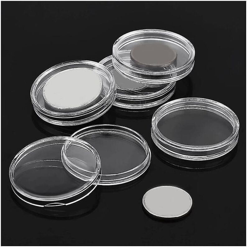 Fei Yu - Lot de 100 pièces commémoratives de 45 mm de diamètre intérieur, boîte ronde en plastique transparent, pièces de monnaie en argent, dollars
