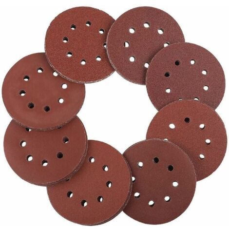 Lot de 100 pièces de papier abrasif pour Ponceuse Excentrique ，Disques Abrasifs de 60/80/100/120/240 gruau (20 disques par taille de grain),125 mm
