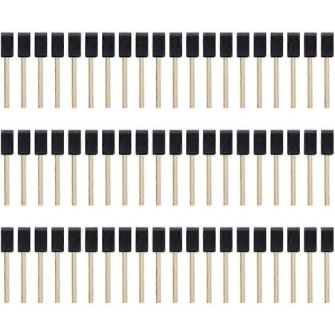 Lot de 100 pinceaux en mousse, pinceaux à manche en bois, pinceaux en mousse de 2,5 cm (1 pouce), couleur bois noir