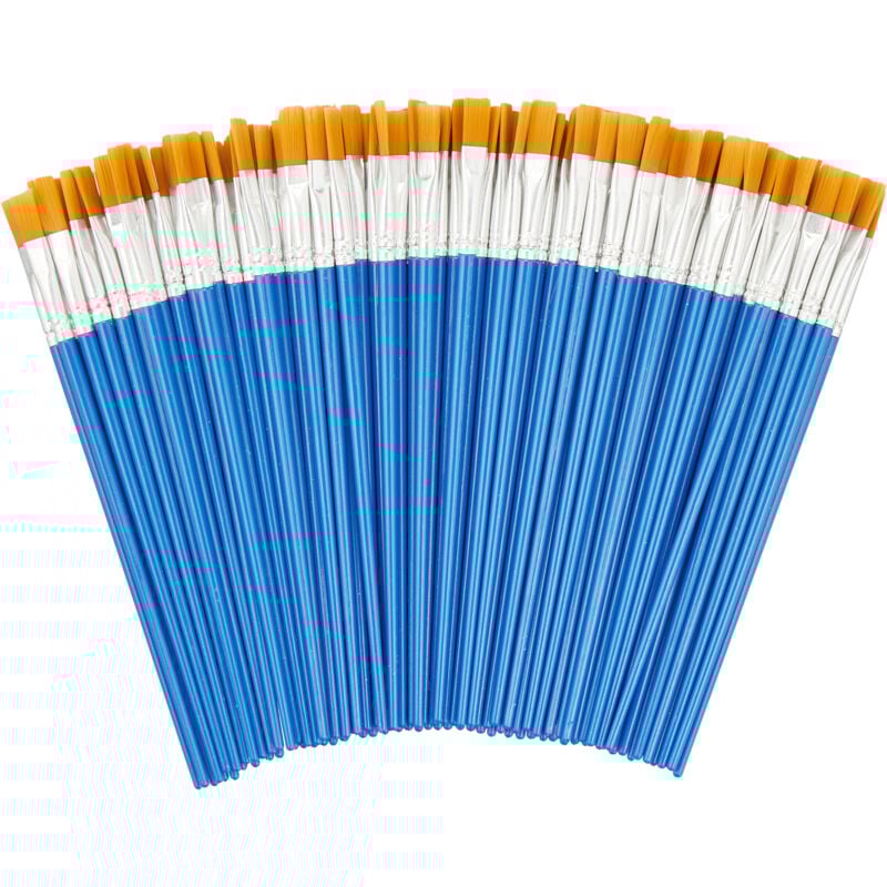 Lot de 100 pinceaux, pour peinture acrylique, à l'huile et à l'eau, loisirs, école, poils en nylon, coloré - Relaxdays
