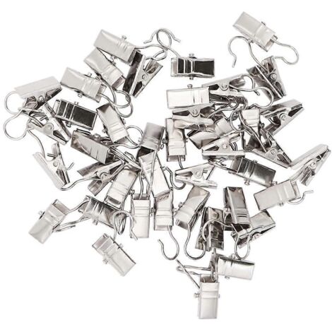 Lot de 100 pinces à rideaux en acier inoxydable, crochets de suspension pour guirlandes lumineuses extérieures, support de câbles.