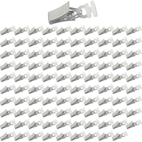 Lot de 100 pinces à rideaux flexibles en métal pour rail, crochets de rideau, clips pour rail, fenêtre, porte, rideau de douche, caravane