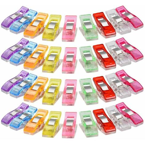 Lot de 100 pinces à tissu multicolores accessoires de couture fournitures de couture pince multi-usages aides à la machine à coudre pour la couture, les clips de courtepointe, le crochet
