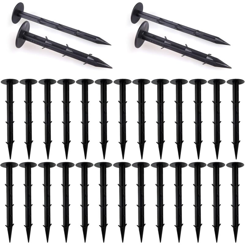 Lot de 100 piquets d'ancrage au sol pour toile non-tissée de jardin - Crochets de terre extra solides - Lutte contre les mauvaises herbes - Film de