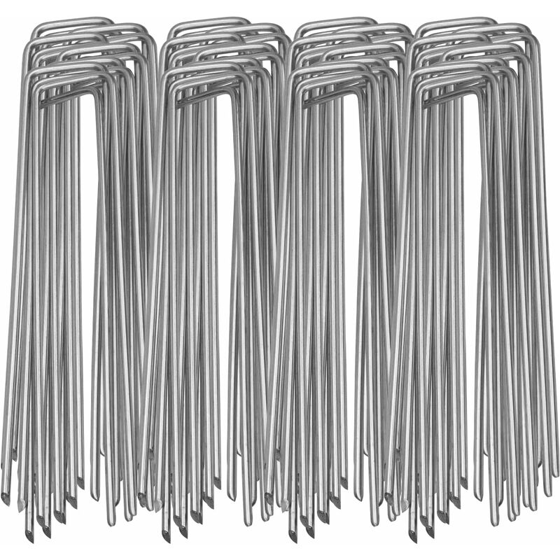 Lot de 100 piquets d'ancrage au sol solides pour les mauvaises herbes, non-tissé de jardin, clôture, jardin (2.54200mm)
