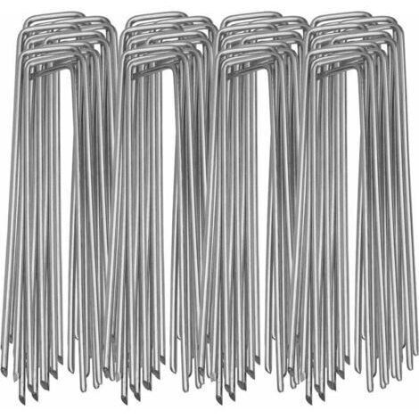 Lot de 100 piquets d'ancrage au sol solides pour les mauvaises herbes, non-tissé de jardin, clôture, jardin (2.54200mm)
