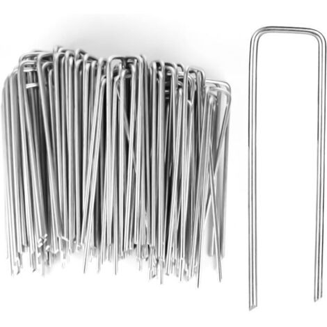 Lot de 100 piquets de jardin en acier galvanisé en forme de U, 100x40x2,2 mm, avec ancrage sol lourd, qualité professionnelle.