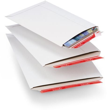 Lot de 100 Pochette d'expédition carton rigide 31 x 44,5 x 3 cm blanche