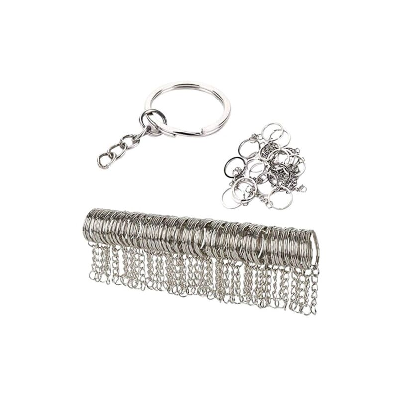 Fei Yu - Lot de 100 porte-clés chaîne de carte 25 mm Argent