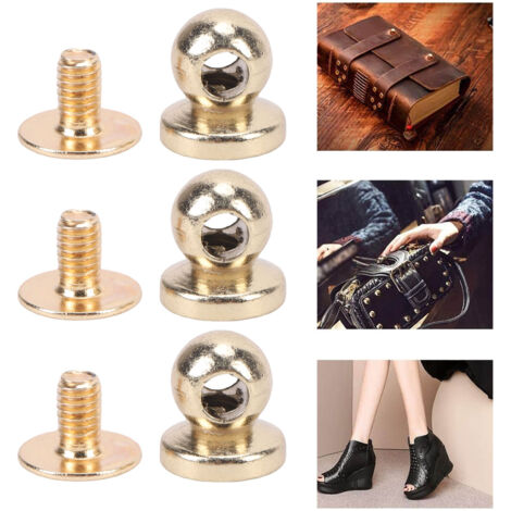 Lot de 100 rivets à tête ronde multifonctionnels, tête en alliage d'aluminium de 8 mm, vis en fer de 6 mm, rivets pour la maroquinerie (sacs, portefeuilles, etc.).