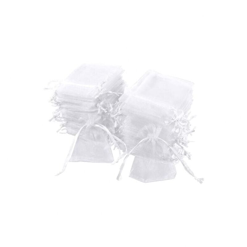 Lot de 100 sachets en organza blanc, 20 x 30 cm, pochette cadeau en organza, pochette à bijoux, sachets de mariage, sachets de lavande, faveur de
