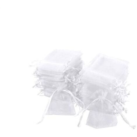 Lot de 100 sachets en organza blanc, 7 x 9 cm, pochette cadeau en organza, pochette à bijoux, sachets de mariage, sachets de lavande, faveur de mariage