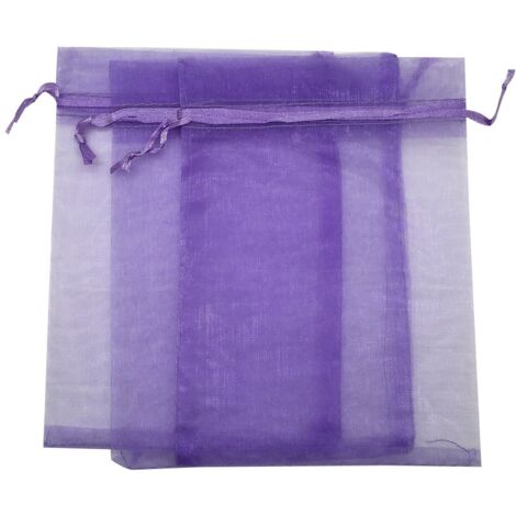 Lot de 100 sachets en organza blanc pochette cadeau en organza, pochette à bijoux, sachets de mariage, sachets de lavande, faveur de mariage, 7 x 9 cm（Violet clair）