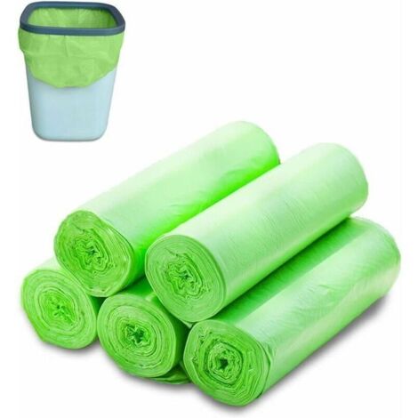Lot de 100 sacs à déchets organiques résistants à la déchirure, compostables et biodégradables en amidon de maïs