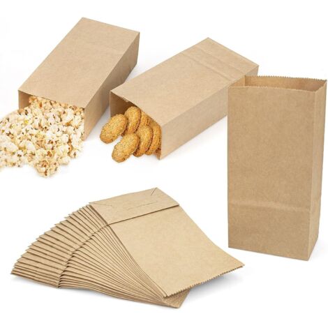 Lot de 100 sacs cadeaux en papier kraft épais, format n°2, 17 × 9 × 5 cm