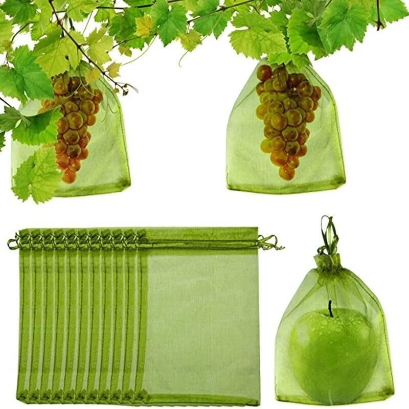 Lot de 100 sacs de protection pour arbres fruitiers, sacs de jardinage, sacs isolants avec cordon de serrage ,1015cm