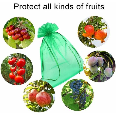 Lot de 100 sacs de protection raisins fraise fruits anti-oiseaux jardin antiparasitaire sacs maille litchi cerise sacs plantation sacs plantation sacs jaune 20x30cm