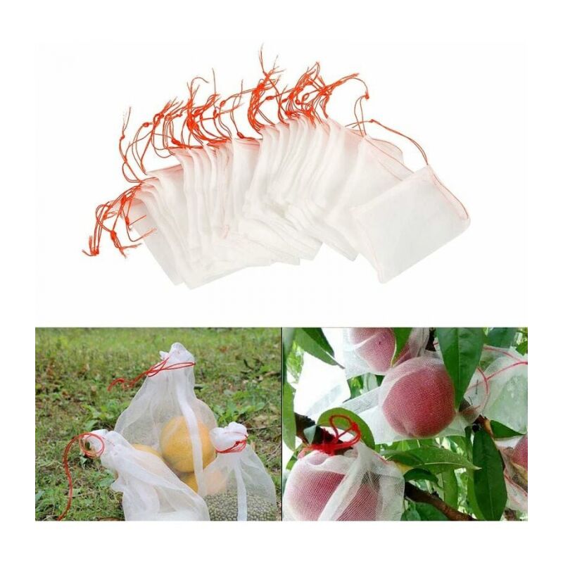 Lot de 100 Sacs en Filet Anti-Insectes,Filet de Jardin Protection en Nylon,Sac Protection Fruits et Plantes Réutilisables,Sachet pour Raisin