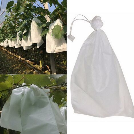 Lot de 100 Sacs en Filet Anti-Insectes,Filet de Jardin Protection en Tissu non tissé,Sac Protection Fruits et Plantes Réutilisables,Sachet pour Raisin Anti-Oiseaux avec Cordon de Serrage (18 x 20cm)